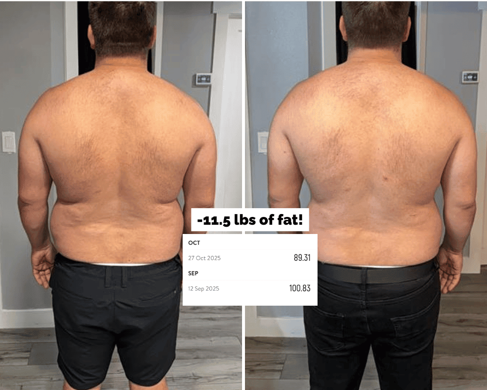 men's before and after using the fitness life coaching 