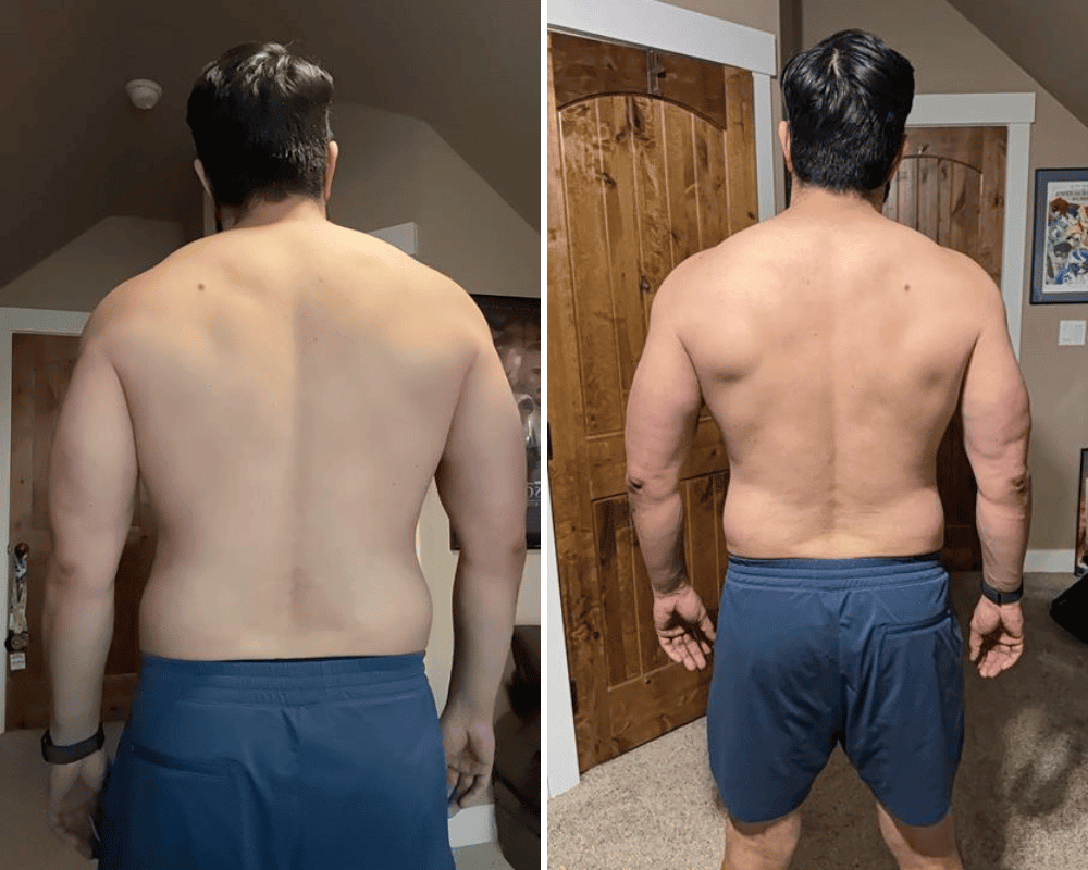 men's before and after using the fitness life coaching 