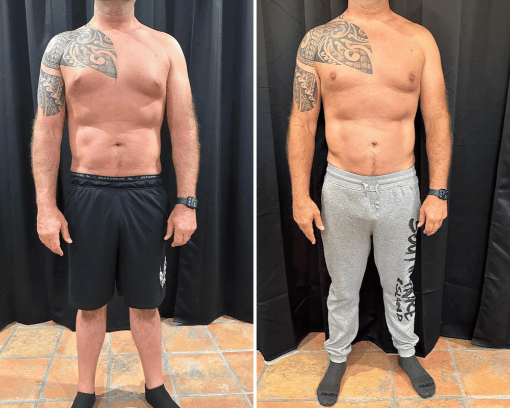 men's before and after using the fitness life coaching 